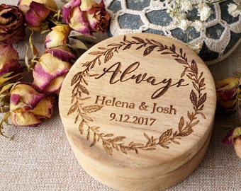Caja para anillos de boda, caja para anillos personalizada, caja de madera para anillos, caja para anillos, caja para anillos de boda grabada, portador de anillos de madera, caja de madera de roble