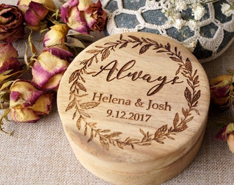 Wedding ring box, personalized ring box, wooden ring box, ring bearer box, engraved wedding rings box, wooden ring bearer, oak wood box