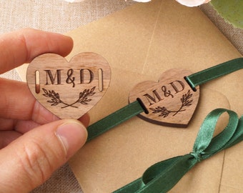 Wooden Belly Band Tags for Wedding Invitations, Set of 10 pc