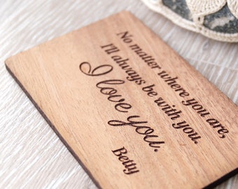 5th wedding anniversary gift idea, wood wallet insert card, personalized wallet card, wallet insert, wooden anniversary gift, laser engraved