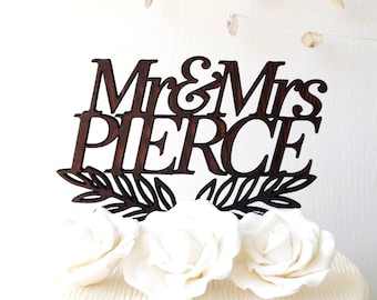 Mr and Mrs cake topper, personalized wedding cake topper, custom cake topper, wooden cake topper, rustic cake topper, Mr & Mrs cake topper