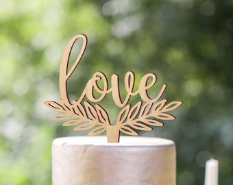 Cake topper, Love cake topper, wedding cake topper, wooden cake topper, rustic cake topper, made in gold, silver or your choice of wood