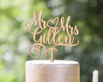 Mr and Mrs wedding cake topper, wedding cake topper, personalized last name mr and mrs cake topper, custom cake topper, cake decor
