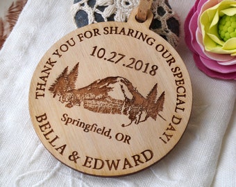 Wedding ornaments, wedding favors, wooden wedding ornaments, personalized thank you gifts for guests, wedding favor ornaments, set of 25 pc