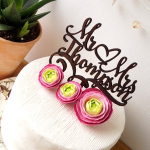Mr and Mrs cake topper, rustic wooden cake topper, wedding cake decoration, personalized cake topper, custom made cake topper