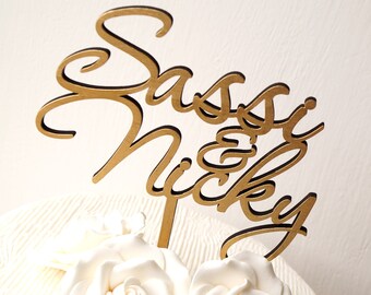 Cake topper, gold cake topper, names cake topper, wedding cake topper, cake topper for wedding, party cake topper