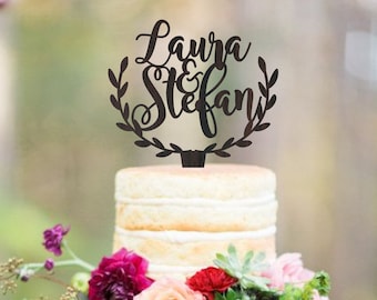 Personalized cake topper, rustic cake topper, wedding cake topper, wooden cake topper, names cake topper, custom topper, your wood choice