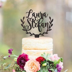 Personalized cake topper, rustic cake topper, wedding cake topper, wooden cake topper, names cake topper, custom topper, your wood choice