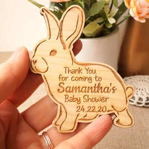 Baby Shower Favors - Personalized bunny magnets - Baby Shower Gifts - Custom wooden magnets - Party Favors - Set of 10 pc