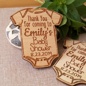 Baby Shower Favors, Personalized Baby Shower Wooden Magnets, Baby Body Suit Magnets, Baby Shower Thank You Gift