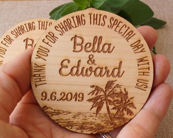 Wedding favors, Thank you magnets, personalized wedding favors, wedding magnets, wooden wedding favors, Beech wedding favors, set of 25 pc