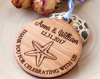 Wedding favors, personalized ornaments, beach wedding favors, wooden ornaments, wedding favor ornaments, Thank you favors, set of 25 pc