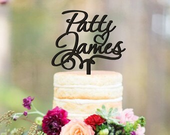Personalized wedding cake topper, rustic cake topper, cake topper, wooden cake topper, names cake topper, custom topper, your wood choice