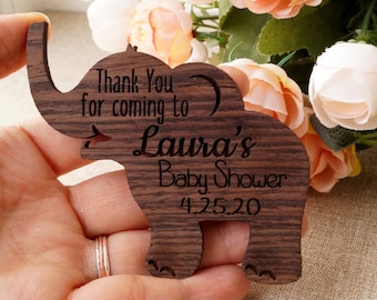 Bedankjes babyshower, houten magneten, magneten babyolifant, set van 10