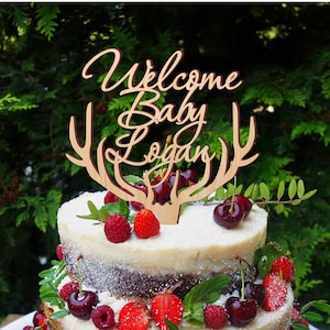 Topper torta baby di benvenuto, cake topper di benvenuto, topper torta baby shower, torta di rivelazione di genere, topper baby shower, nuovo topper per torta baby