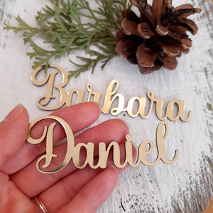 Personalized wedding place cards - Laser cut names - Name place settings - Wedding table seat arrangement - Name tags - Gold Silver Copper