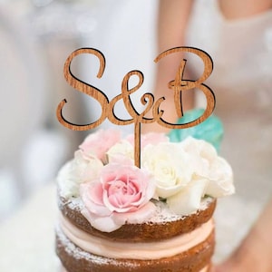 Wedding cake topper, initials cake topper, letters cake topper, personalized cake topper, 6 woods to choose from, gold or silver cake topper