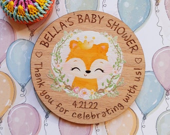 Baby shower favors, little fox baby shower magnets, baby sprinkle favours, baby shower thank you gifts, party favors, little fox magnets