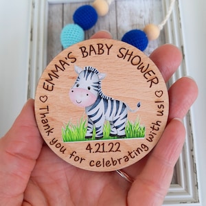 Baby shower favor magnets with zebra design - wooden magnets - baby sprinkle favours - gifts for baby shower guests