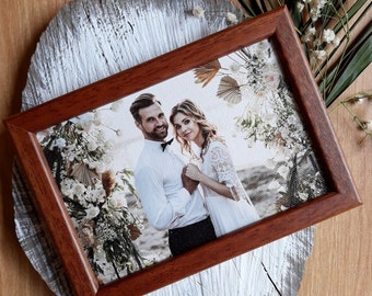 Regalo per il secondo anniversario di matrimonio, Anniversario di matrimonio in cotone, Foto di matrimonio incorniciata stampata su tela di cotone