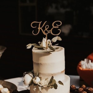Wedding cake topper - initial letters cake topper - personalized wooden cake topper