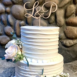 Initials cake topper, wooden wedding cake topper, rustic wooden cake decoration