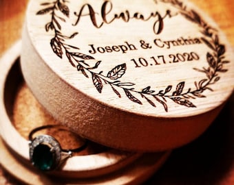 Caja para anillos de boda - caja de madera para anillos - caja para el portador de anillos - caja para anillos de boda - caja para anillos - soporte para anillos de boda - personalizado