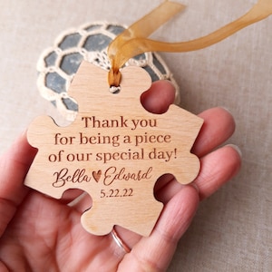 Puzzle piece wedding favors Wooden puzzle piece ornament or magnet Rustic wooden wedding favors Puzzle piece gift for wedding guests image 3