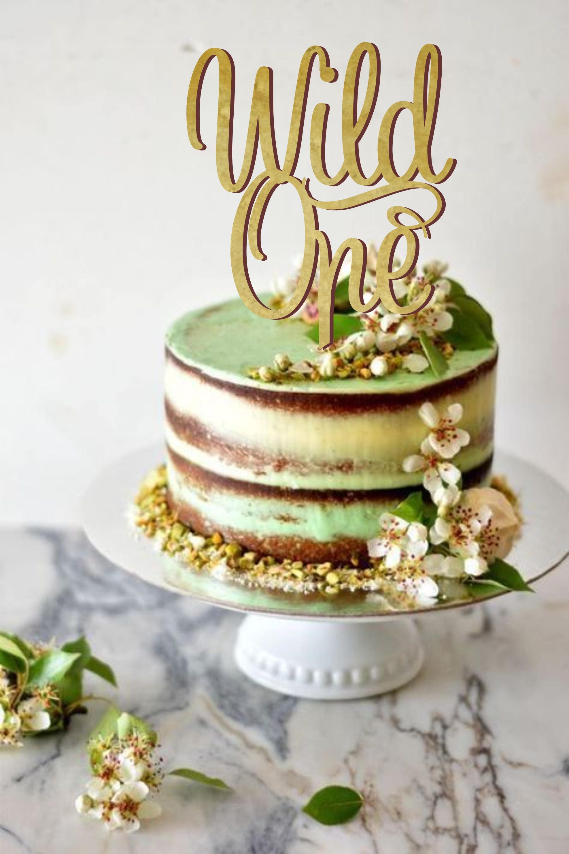 1 Cake Topper En Bois - Couronne De Noël