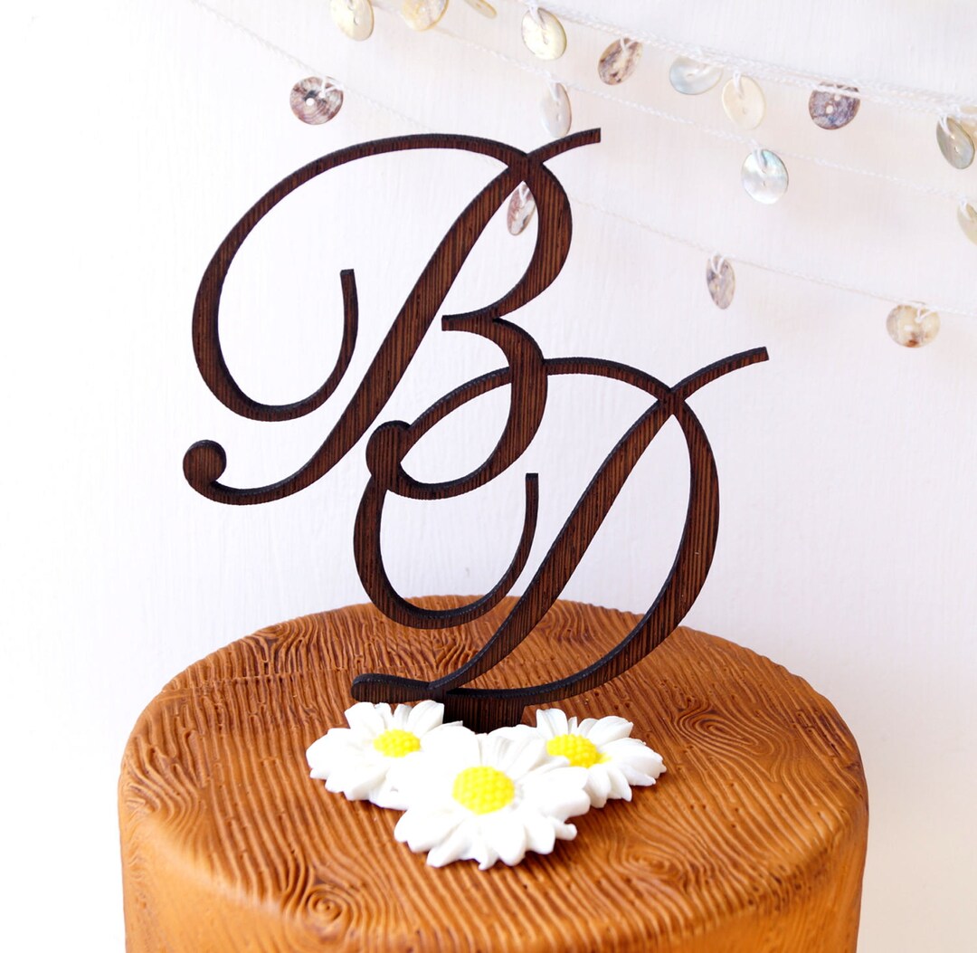 Wedding Cake Topper, Rustic Wooden Cake Topper, Personalized Cake