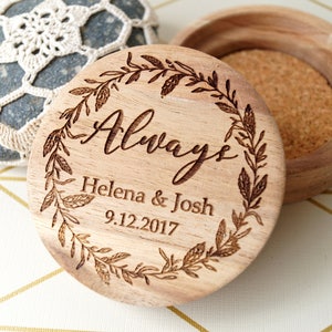 Personalized wedding ring box - wooden ring box - rustic ring holder - wedding ring bearer box - custom engraved ring box - acacia ring box