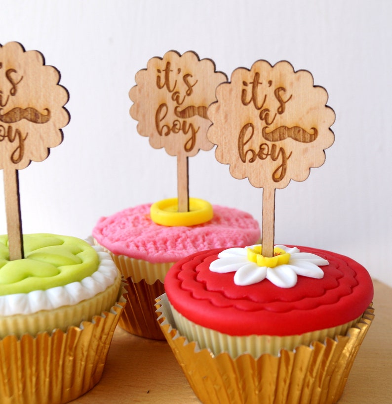 Baby Shower Cupcake Toppers Cupcake Toppers Rustic Wooden Etsy