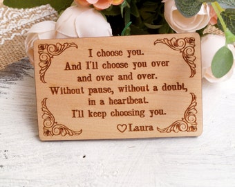 5th wedding anniversary gif idea, personalized with your text. Wallet insert card, wooden wallet insert,