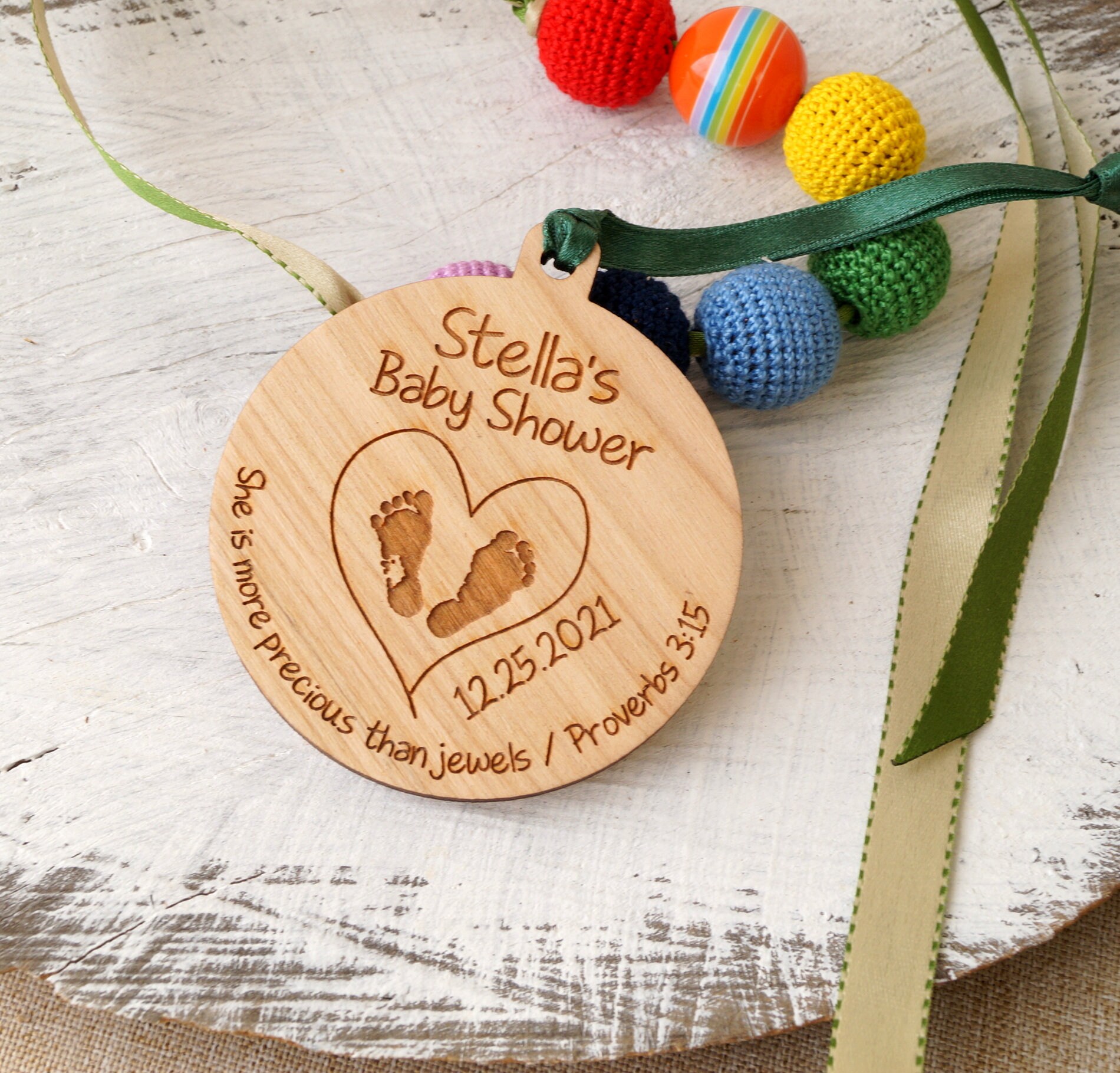 Baby shower ornaments wooden baby shower favors Etsy