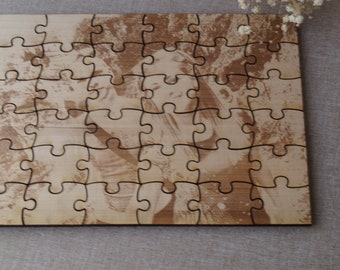 Family picture puzzle, laser engraved puzzle personalized with YOUR PICTURE, custom made wooden puzzle, 5th wedding anniversary gift idea