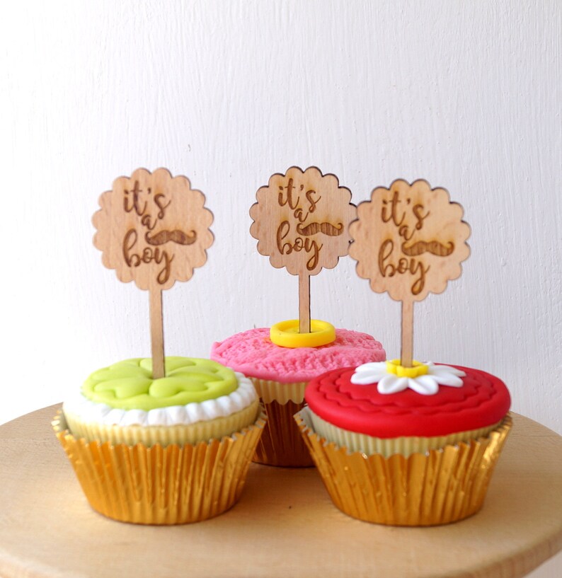 Baby Shower Cupcake Toppers Cupcake Toppers Rustic Wooden Etsy