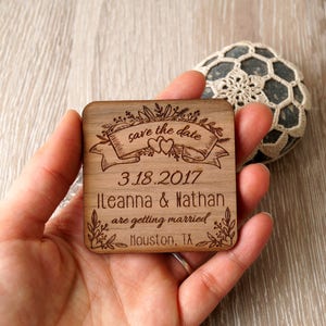 Wedding save the dates, wooden save the date magnets, engraved wedding magnets, rustic save the dates, set of 25.Save the date magnets.