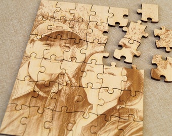 Family picture puzzle, laser engraved puzzle personalized with YOUR PICTURE, custom made wooden puzzle, 5th wedding anniversary gift idea