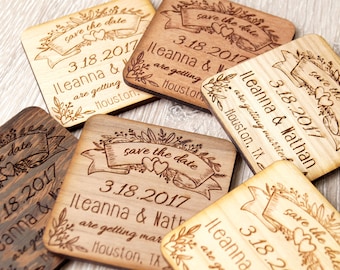 Rustic Wood Wedding Save The Date Magnet, Set of 25