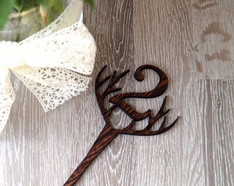 Wood table number, antlers table number - your wood choice.Wedding table numbers, deer antlers table numbers, rustic wooden table number.