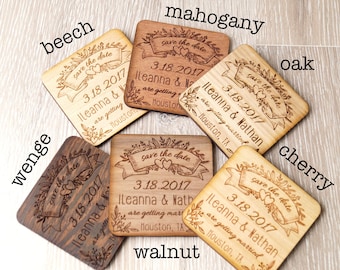 Wedding save the dates, save the date wooden magnets,Save the dates, engraved wedding magnets, rustic save the dates, set of 25