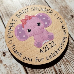 Baby shower favors - wooden baby shower magnets - cute baby elephant magnets - pink elephant baby shower favors - gifts for guests