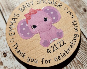 Babyshowerbedankjes - houten babyshowermagneten - schattige magneten babyolifant - babyshowerbedankjes roze olifant - cadeaus voor gasten