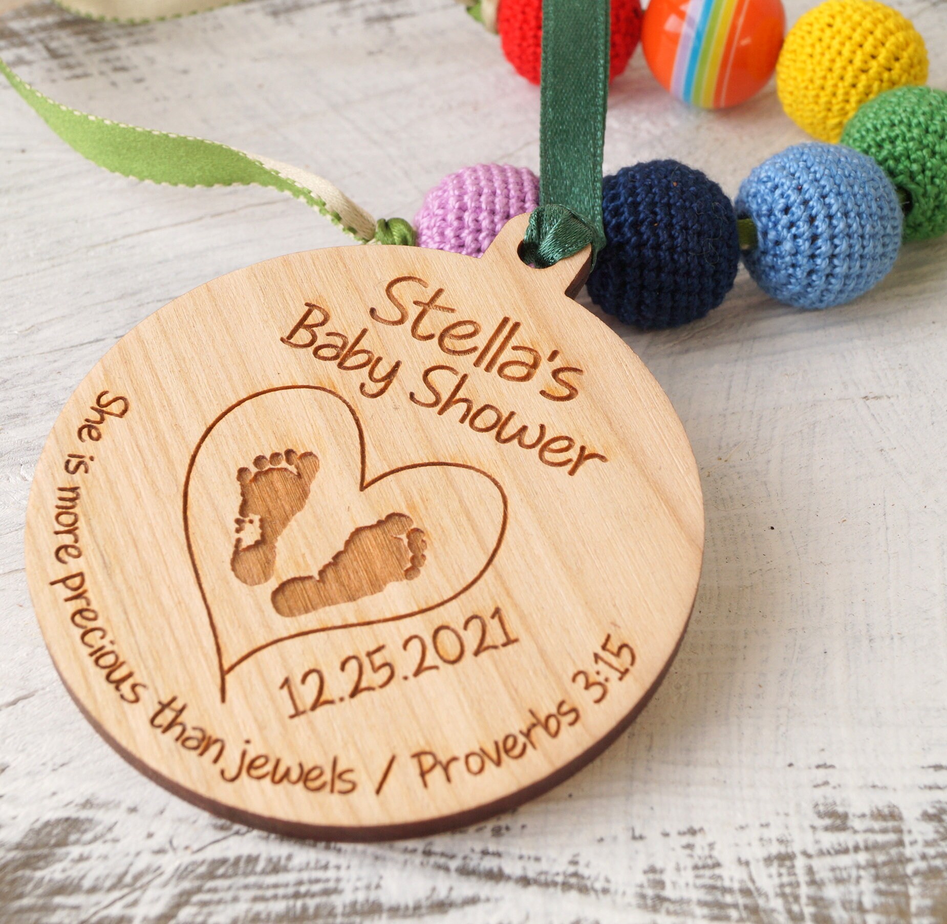 Baby shower ornaments wooden baby shower favors Etsy