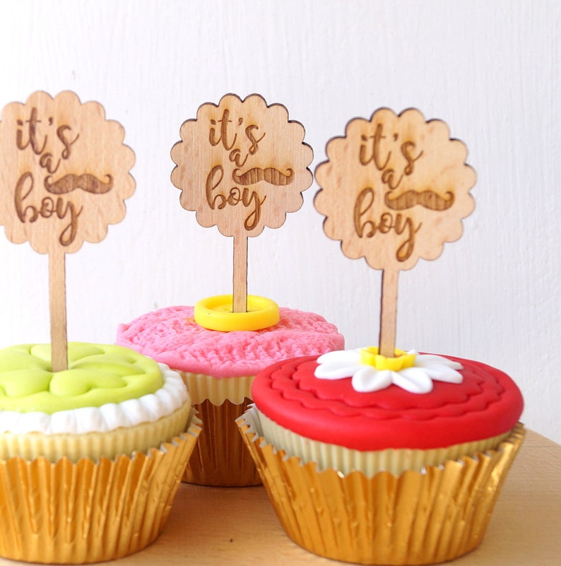 Baby Shower Cupcake Toppers Cupcake Toppers Rustic Wooden Etsy