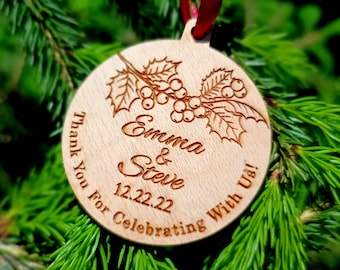 Hochzeit Gastgeschenke, Winterhochzeitsgeschenke, Gastgeschenke, Hochzeitsgeschenke in loser Schüttung, personalisierte rustikale Holzverzierungen