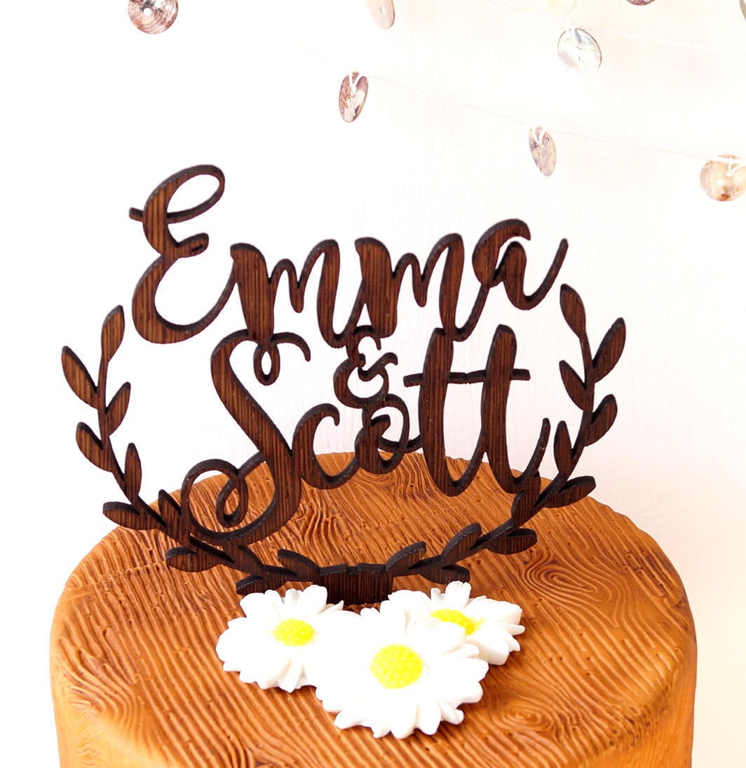 Rustic Wedding Cake Topper Personalized Cake Topper Wooden Etsy