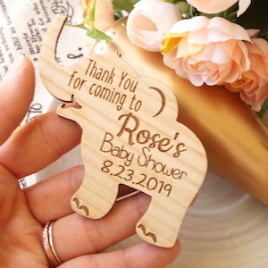 Baby Shower Favors, Personalized Baby Shower Wooden Magnets, Baby Elephant Shaped Magnets, Baby Shower Gifts 10 pc
