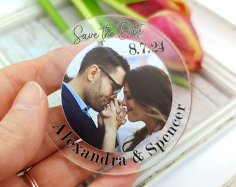 Clear acrylic wedding save the date magnets with your own picture