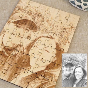 Wooden picture puzzle, laser engraved puzzle personalized with YOUR PICTURE, custom made wooden puzzle, 5th wedding anniversary gift idea